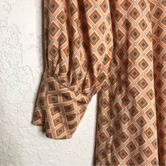 Free People It Takes Two ivory cream blue orange geometric dress size Small NWT - Picture 10 of 16